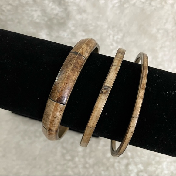Vintage Brass & Stone Bangle Set - Picture 7 of 9